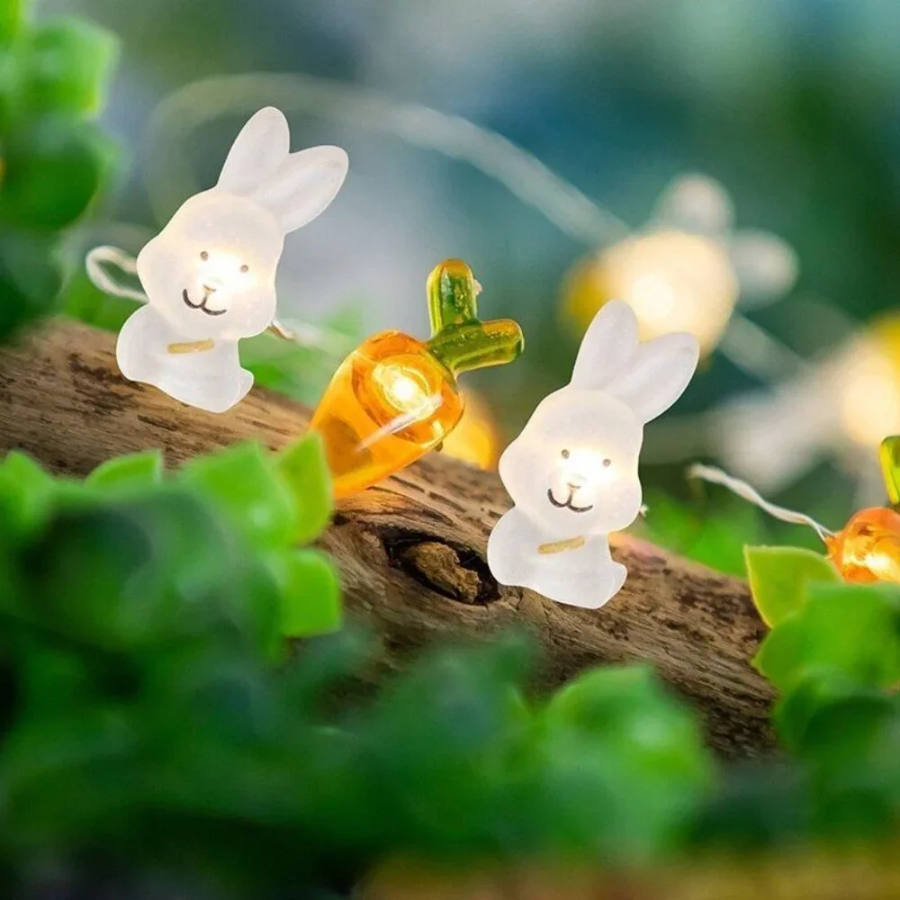 Easter Bunny Carrot LED Holiday Decor String Lights 3 Pack